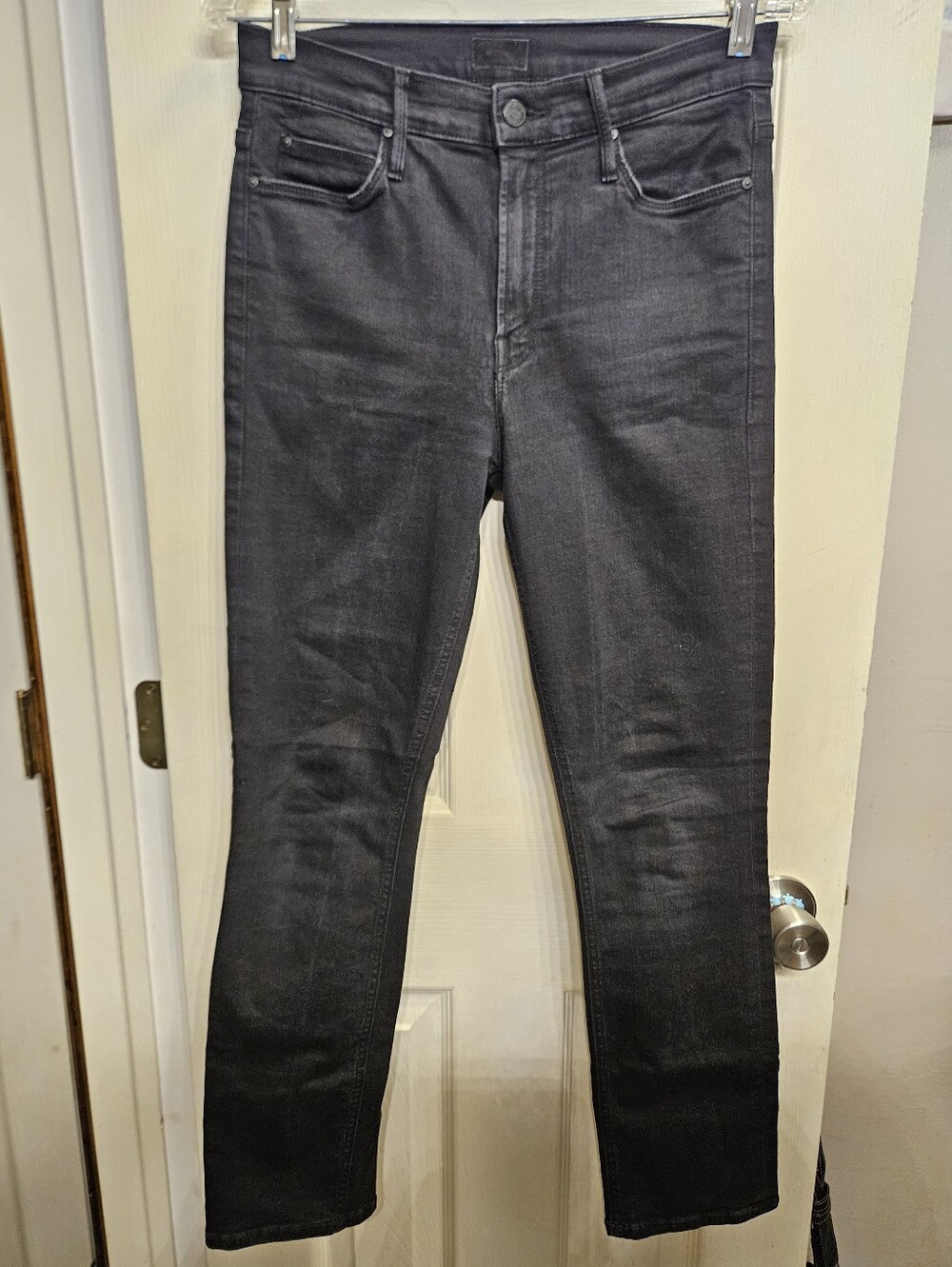MOTHER the mid rise the dazzler ankle crop stretch jeans black womens size 28